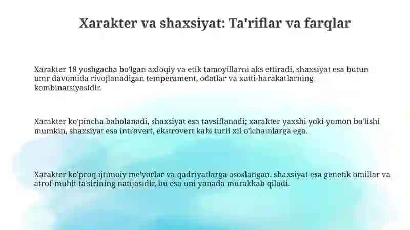 Xarakter va shaxsiyat 3