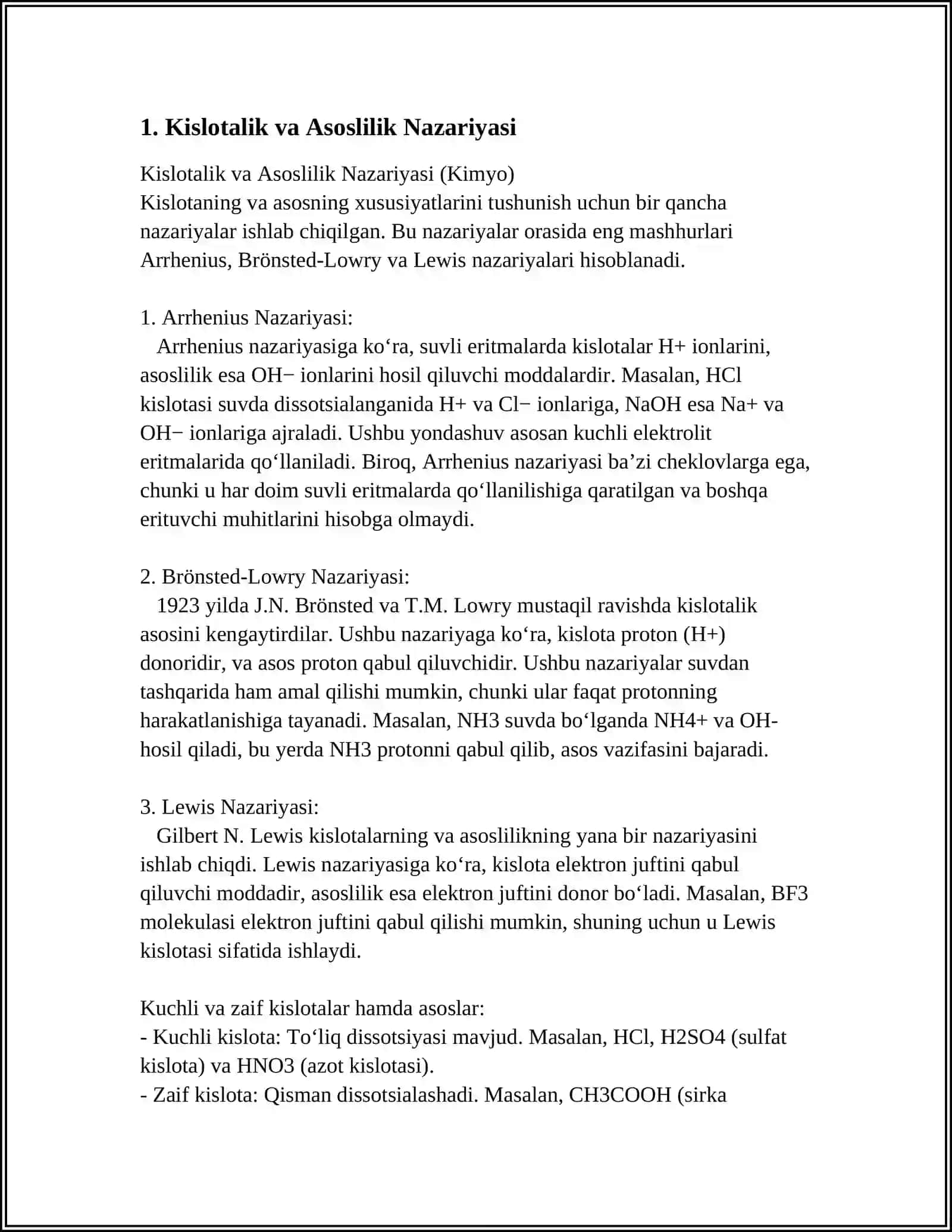 KISLOTA ASOSLI MUVOZANAT. BUFER SISTEMALAR 3