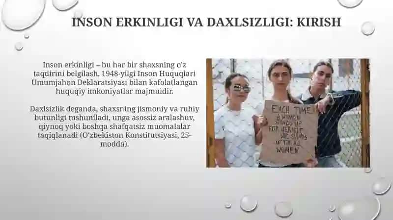 Inson Erkinligi va Daxlsizligi 3