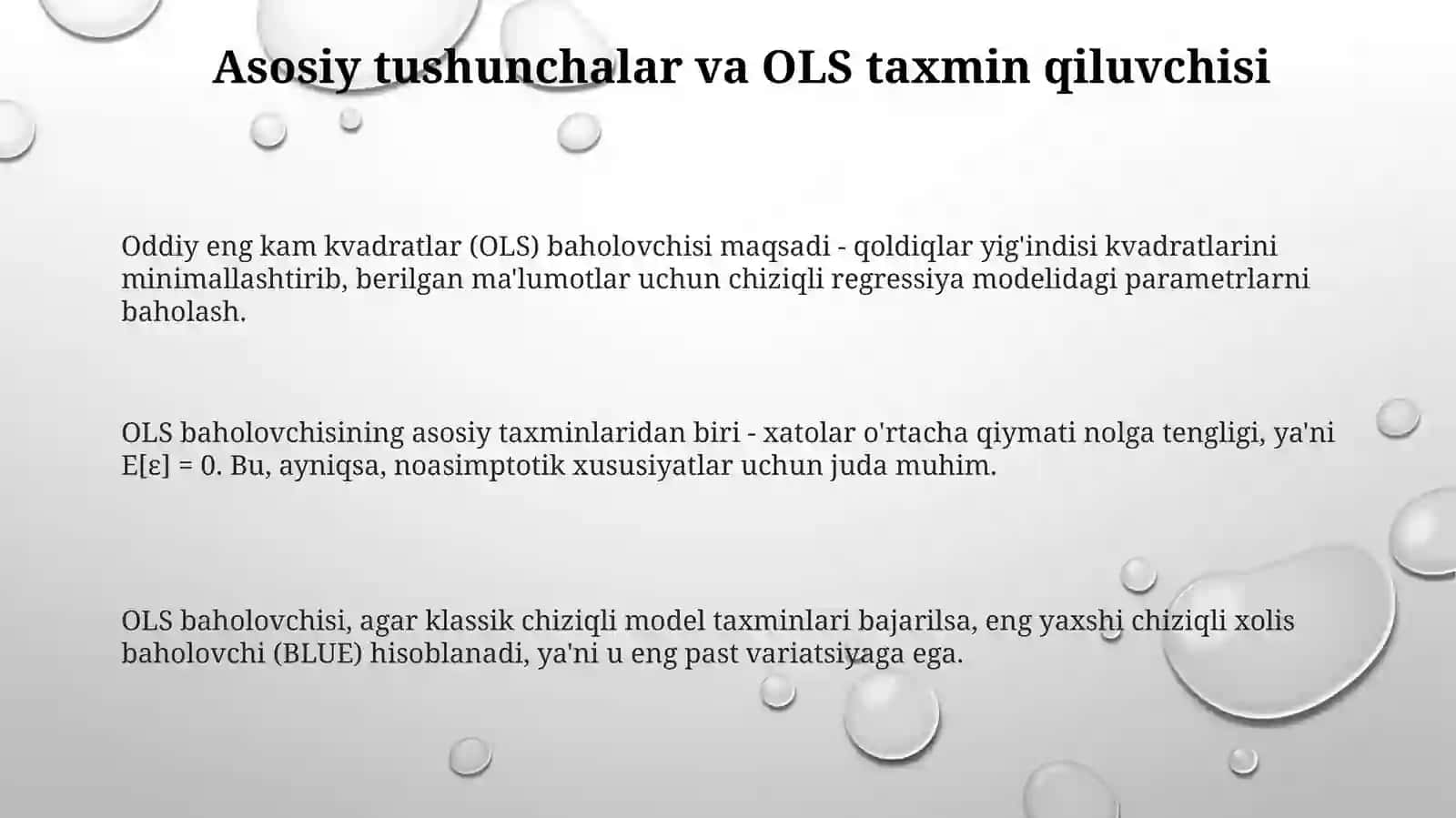 Eng kichik kvadratlar usuli asimptotasi va geteroeskedatlik 3