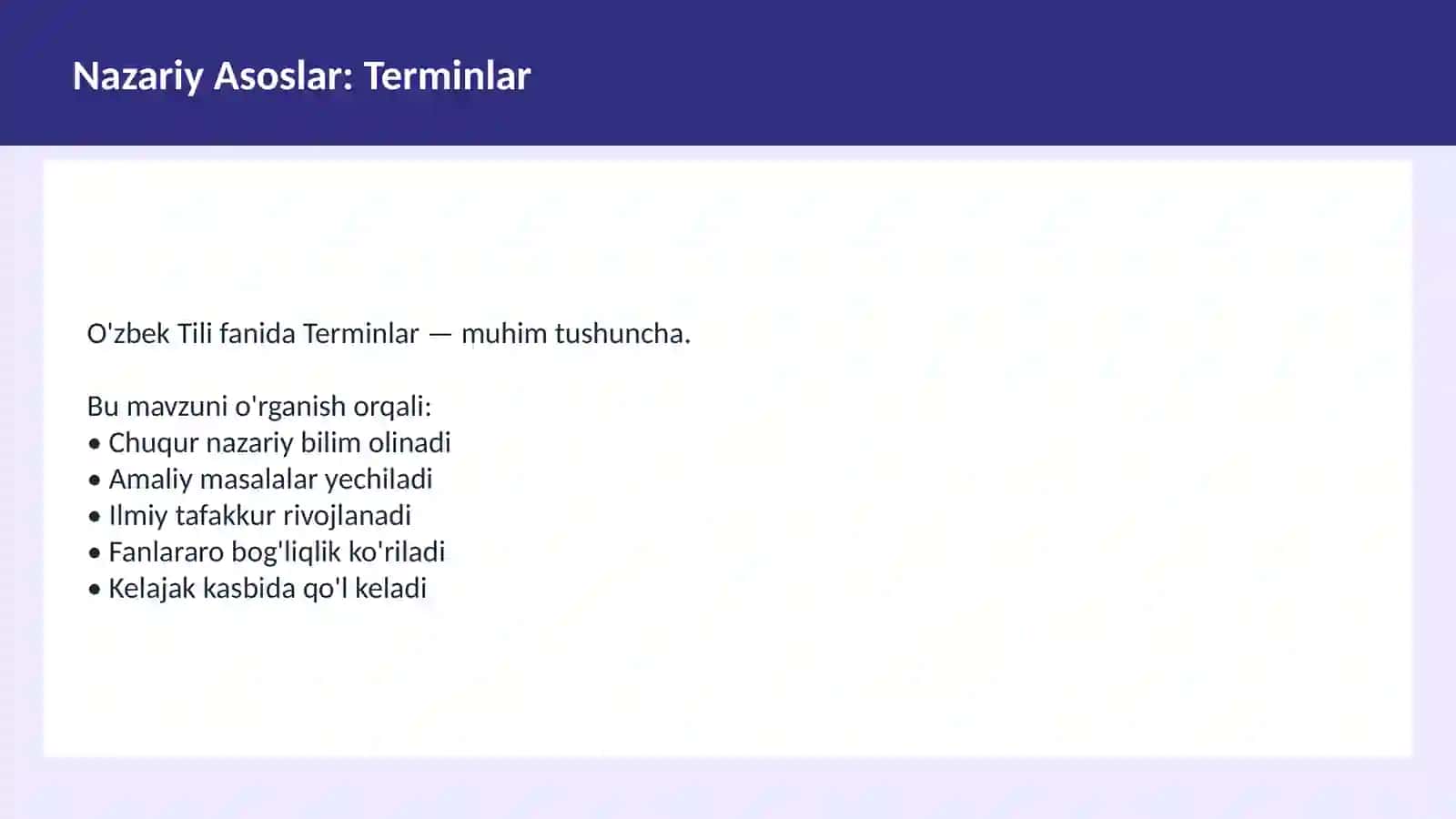 O'ZBEK TILI Arxaizmlar Dars ishlanmasi 3