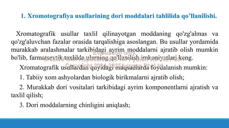 5. Zaharli moddalarning tahlilida YUSSX usulini qo'llash. Taqdimot 21 bet. 3