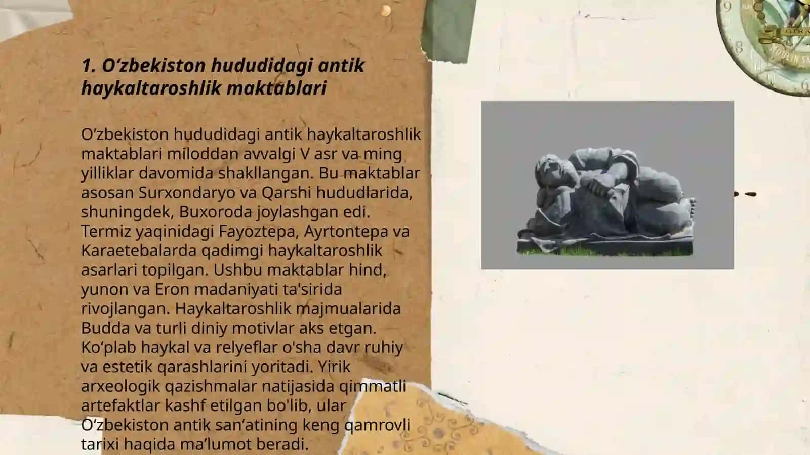 Oʻzbekiston antik dunyo haykaltaroshligi 3