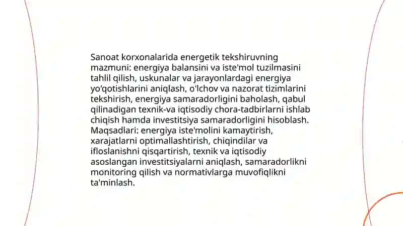 Sanoat korxonalarning energetik tekshiruvi 3