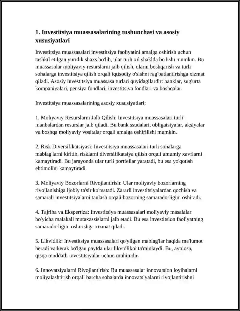 INVESTITSIYA MUASSASALARI TURLARI,BFUNKSIYALARI VA AHAMIYATI 3