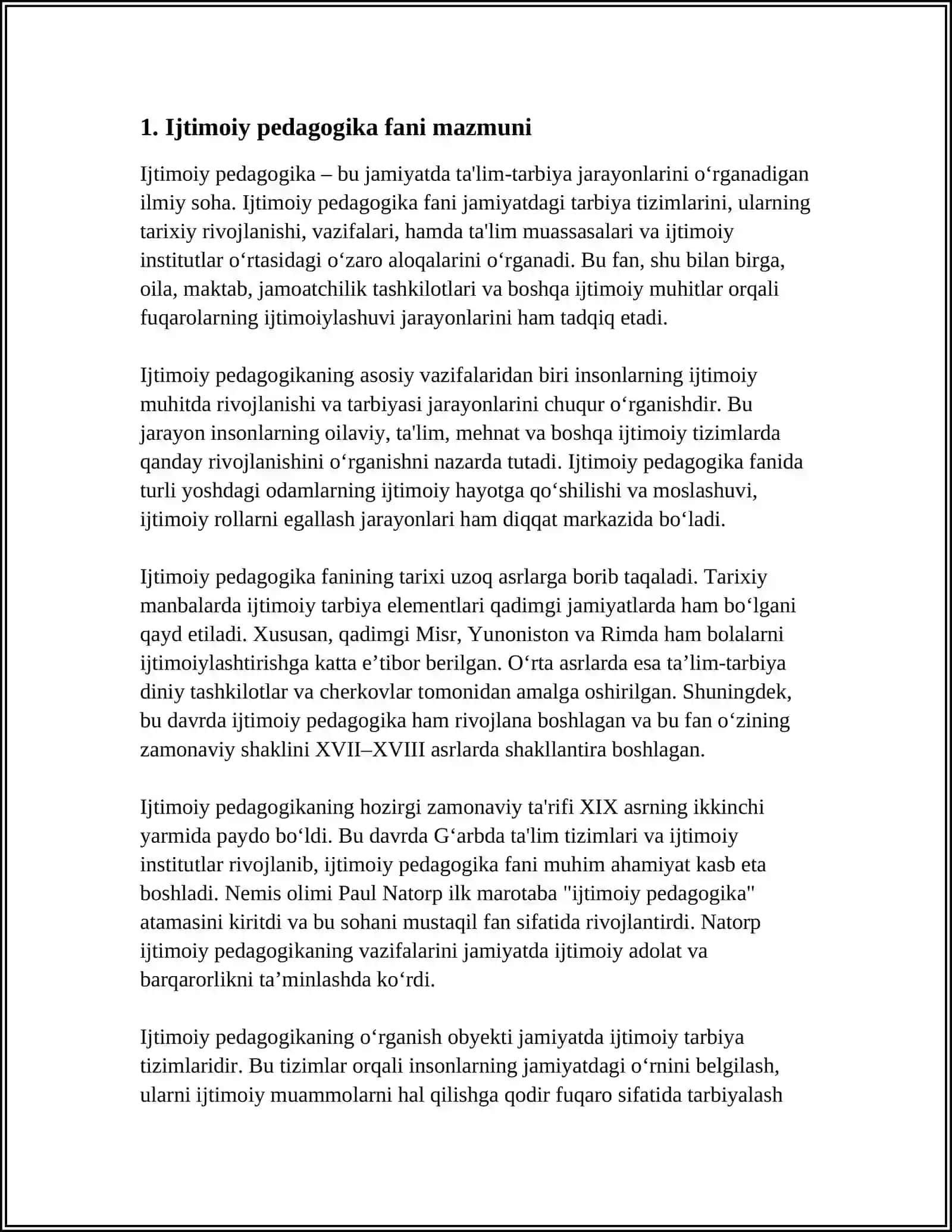 IJTIMOIY PEDAGOGIKA TARIFI, TUZILISHI VA VAZIFALARI 3
