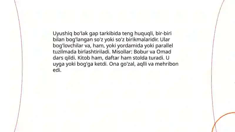 Uyushiq bõlak va uyushgan gaplar 3