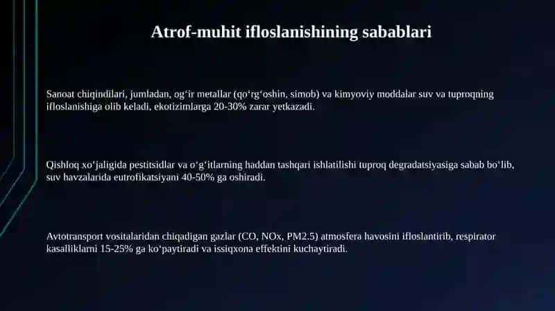 Atrof-muhit ifloslanishining sabablari 3