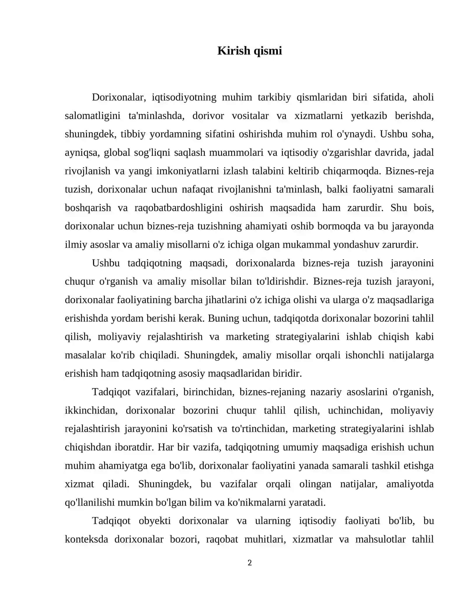 Biznes-plan tuzish (Dorixona misolida) 3