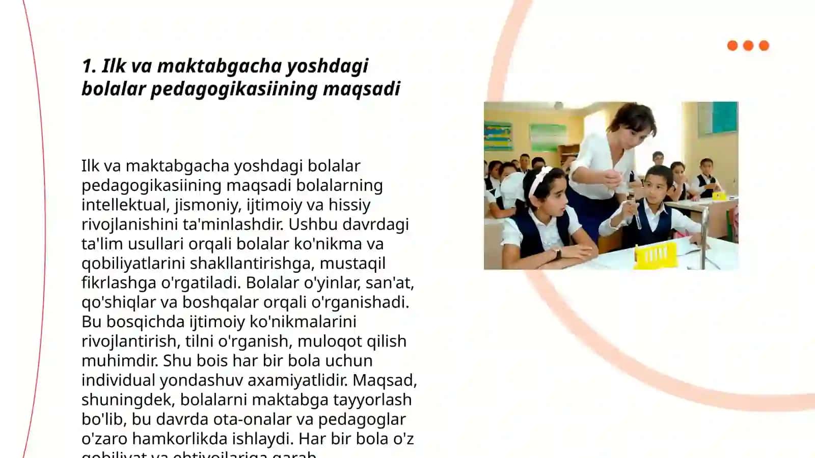 Ilk va maktabgacha yoshdagi bolalar pedagogikasi fanining predmeti va asosiy vazifalari 3