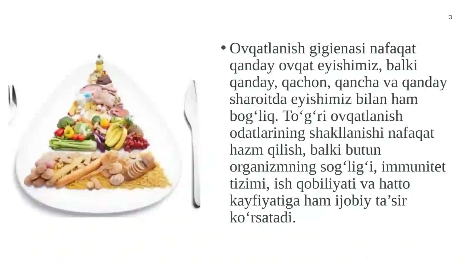 Ovqatlanish gigienasi-mustaqil ish-slayd 3
