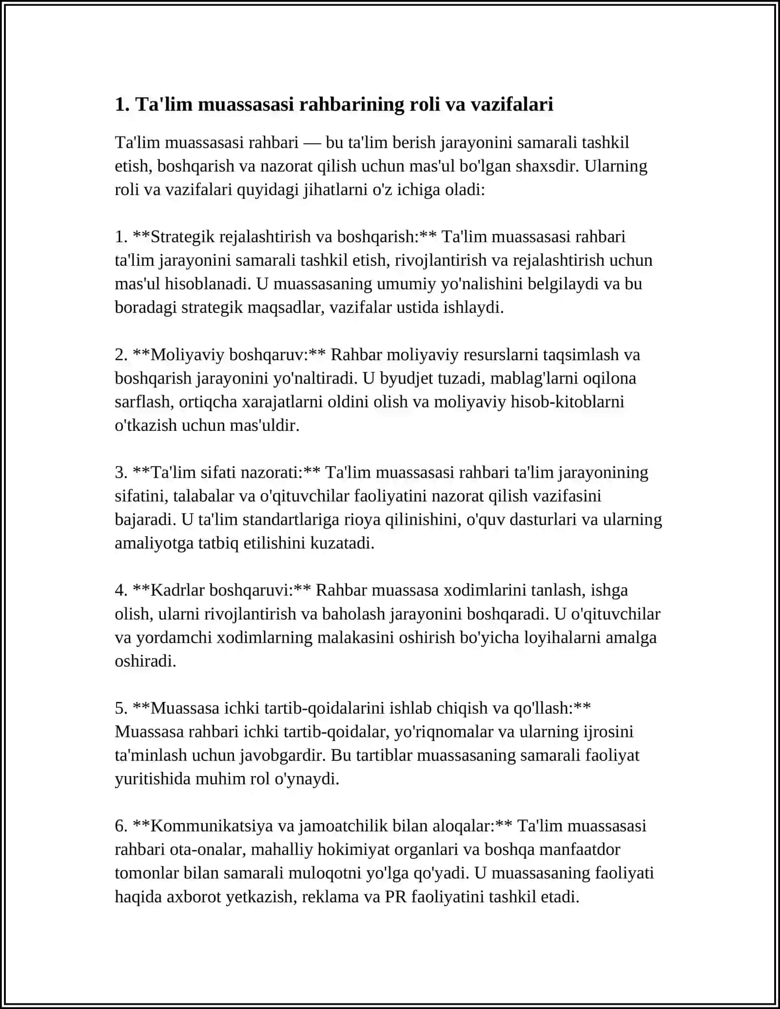 TA'LIM MUASSASASI RAHBARINING SHAXSIY XUSUSIYATLARI.26 VARAQDAN IBORAT SLAYD UZBEK TILIDA 3