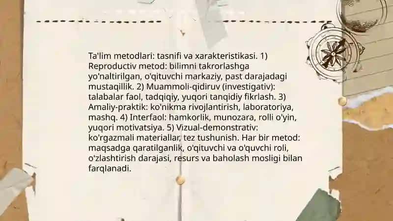 Ta'lim metodlari va vositalari 3