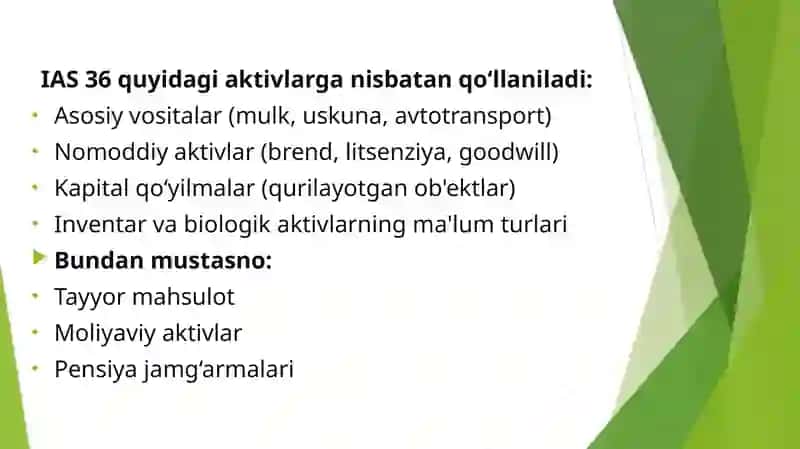 Aktivlarning qadrsizlanishi IAS-36 3