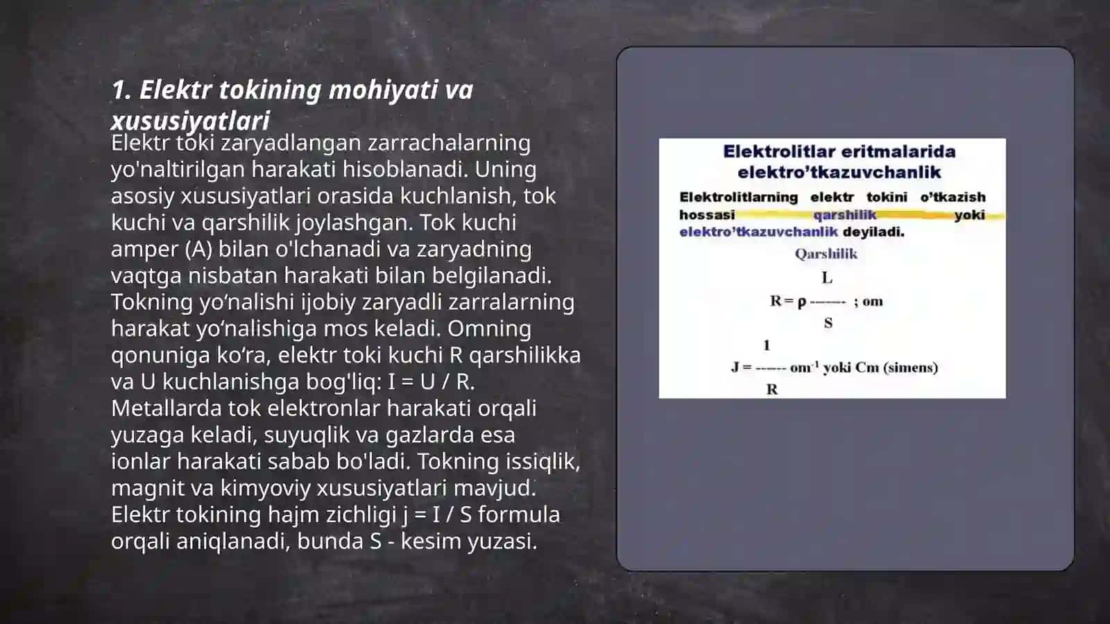 Elektr tokining mohiyati va xususiyatlari 3