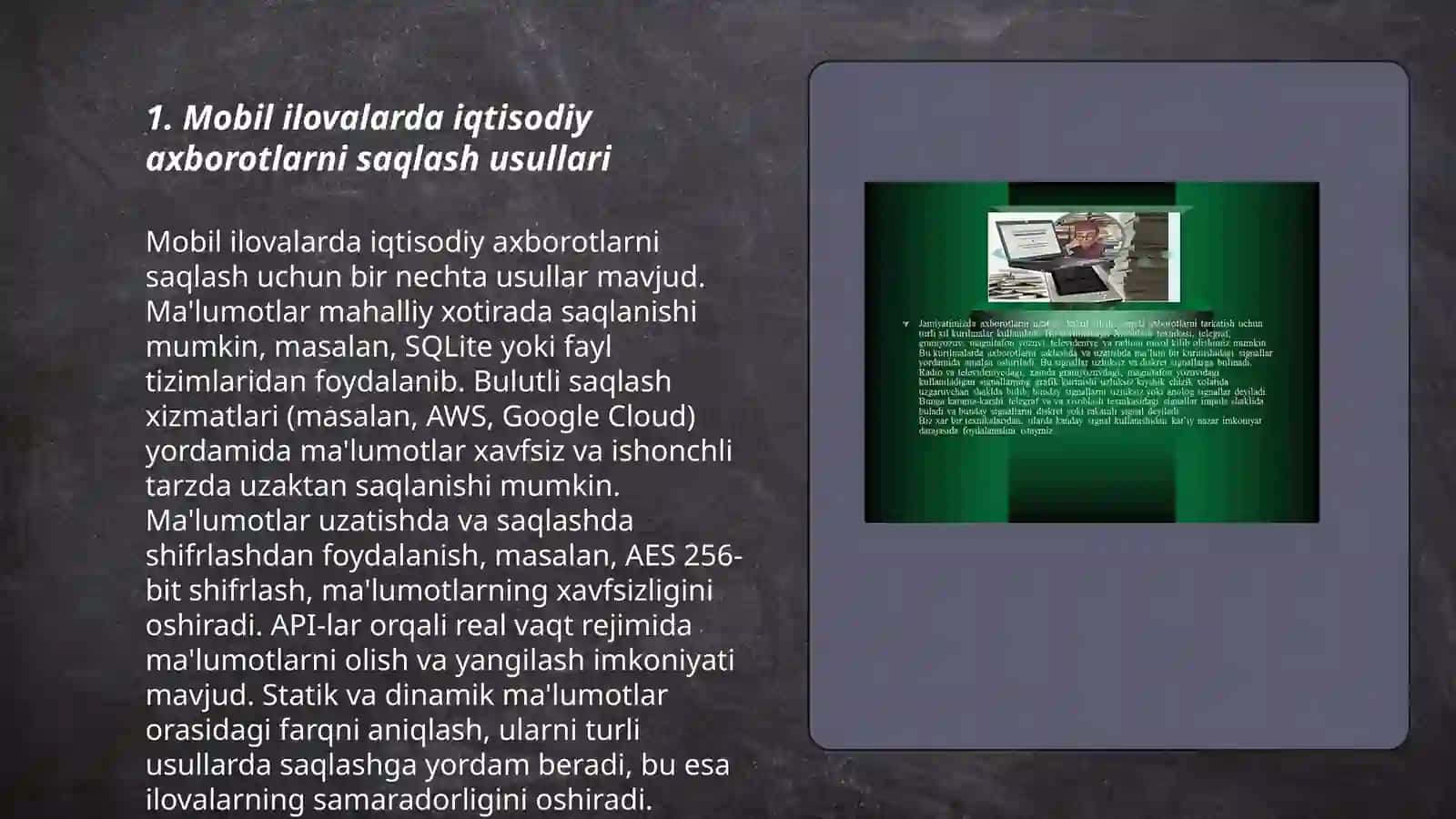 Mobil ilovalarda iqtisodiy axborotlarni saqlash usullari 3