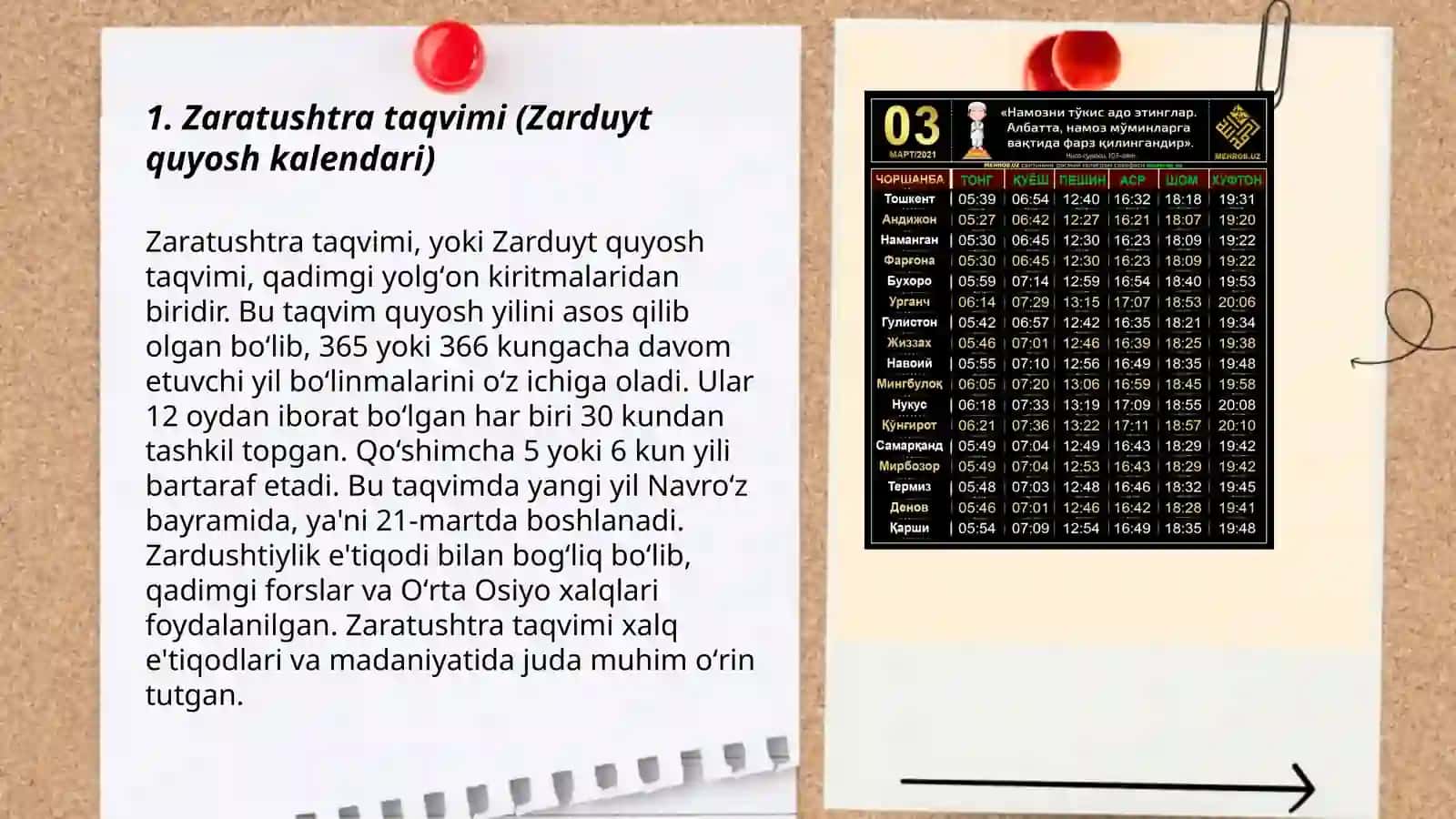 Zaratushtra taqvimi (Zarduyt quyosh kalendari) 3