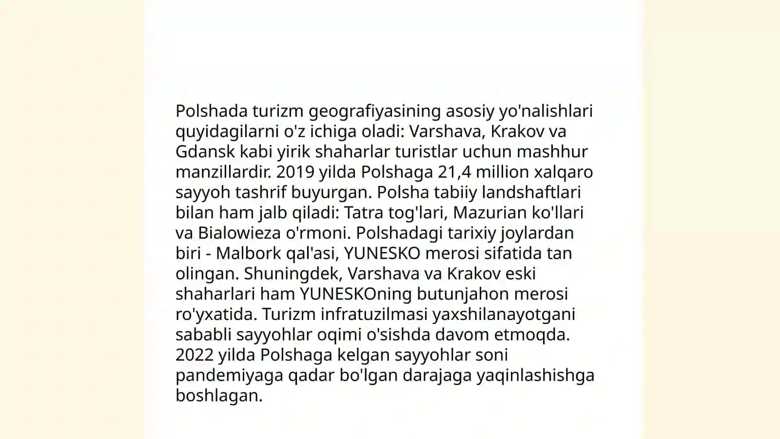 Polsha, Gretsiya turizm geografiyasi 3