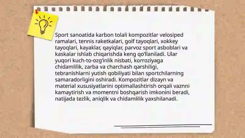 Sport sanoatidagi kompozit materiallar 3
