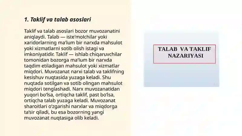 Taklif va talab asoslari 3