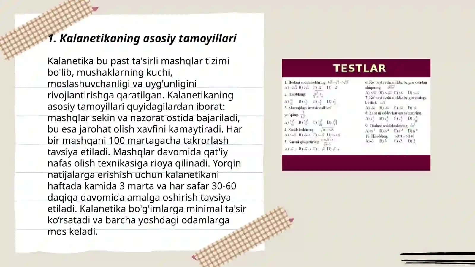 Kalanetika mashqlar 3