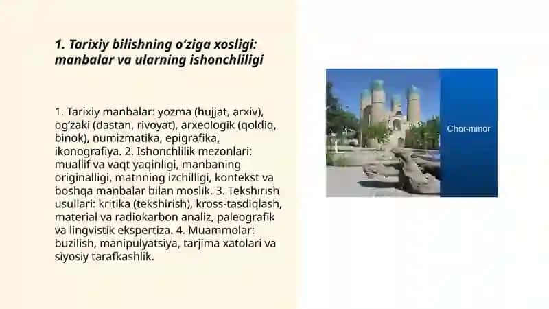 Tarixiy bilishning oʻziga xosligi 3