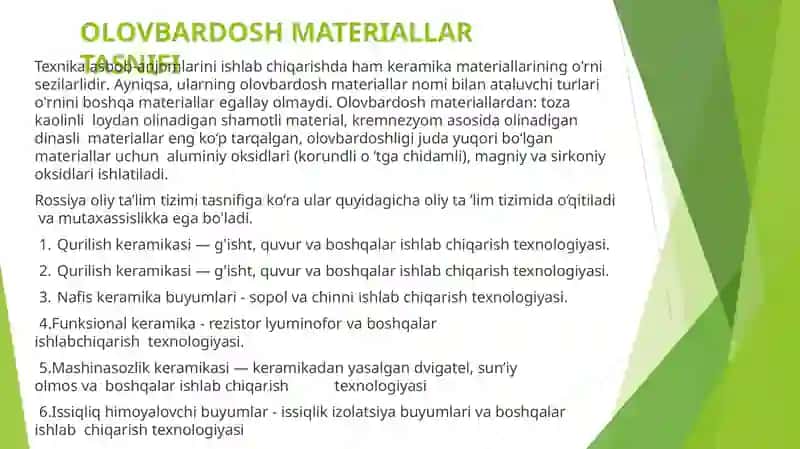 Olovbardosh va issiq bardosh materiallar (Marten pechi) 3