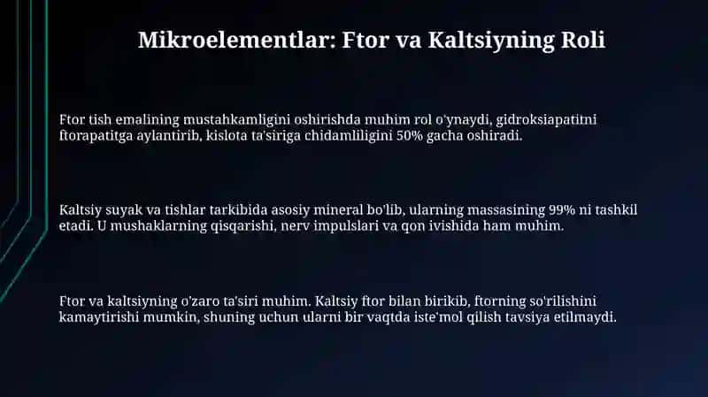 Mikroelementlar: Ftor va Kaltsiyning Roli 3