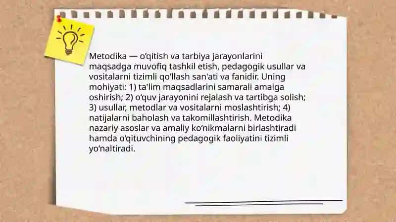 Metodik xaqida tushunchalar va uning turlari 3