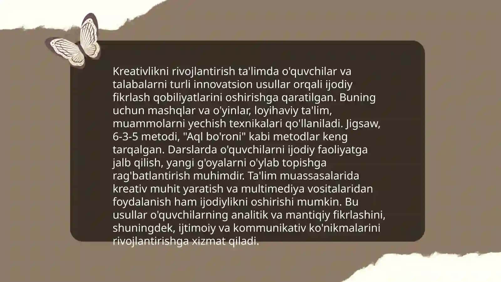 Kreativlik va ta'lim sohasidagi mahorat 3