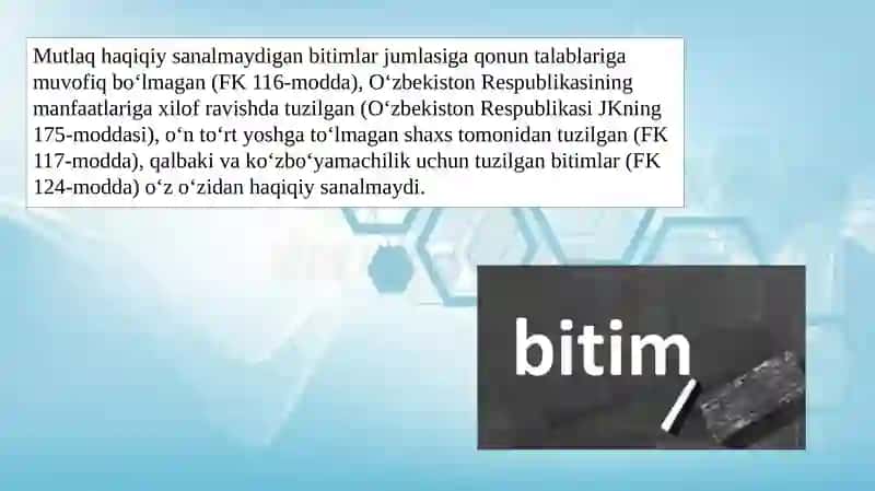 Bitimlarni haqiqiy emas deb topish 3