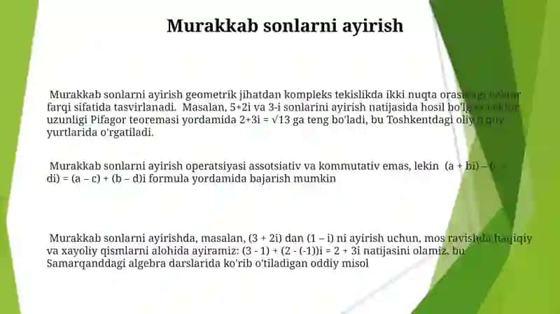 Murakkab Sonlarni Qo'shishning Asosiy Qoidalari 3