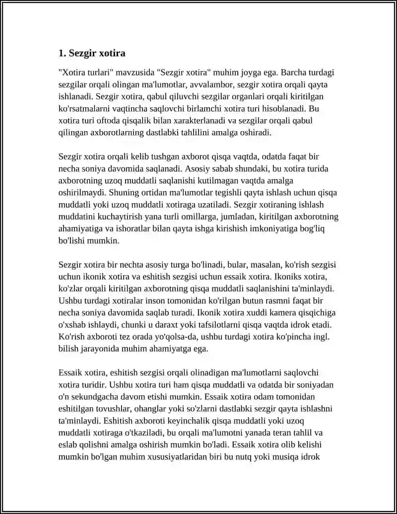 Sezgir xotira 3