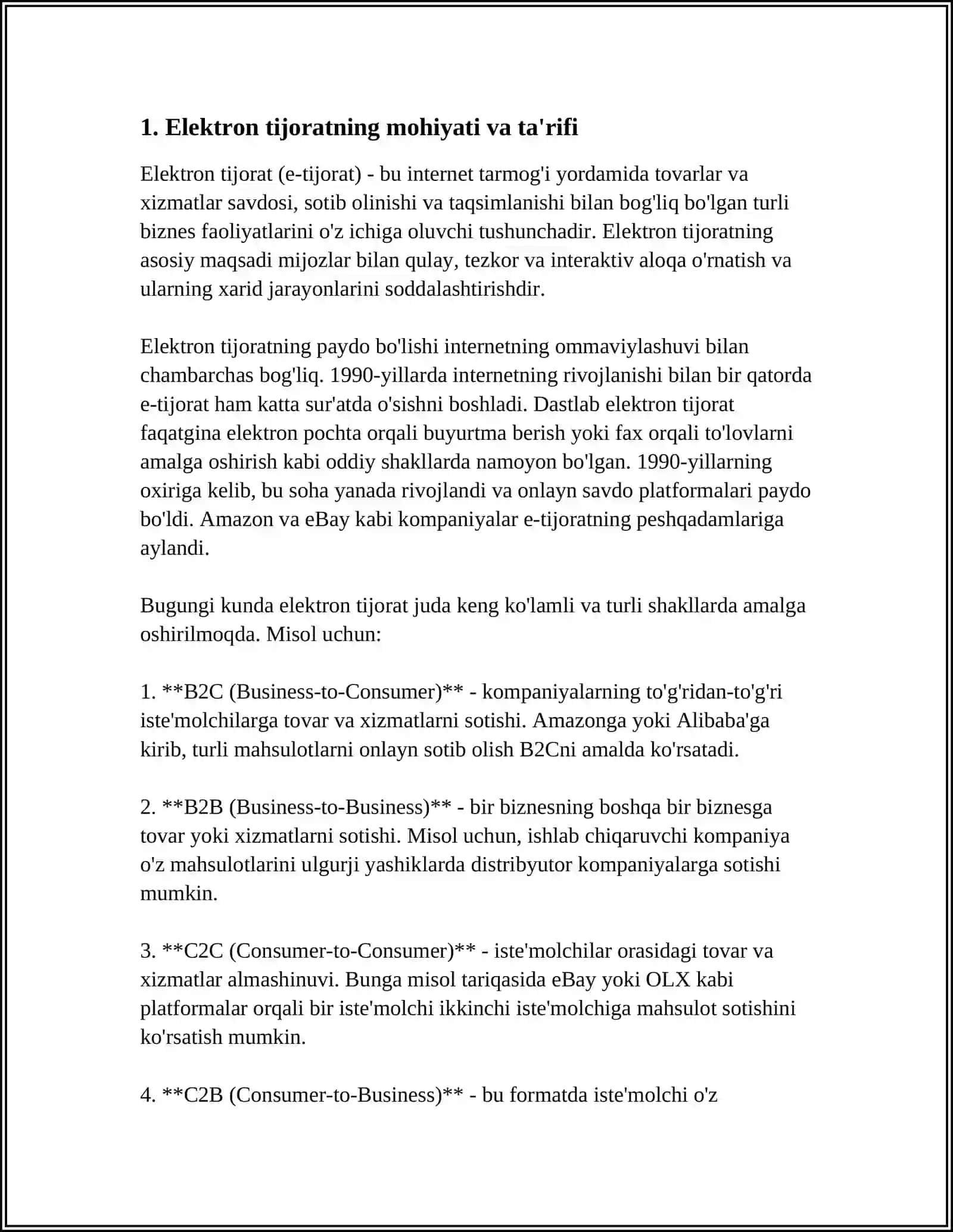 ELEKTRON TIJORATNI B2C SEKTORIDA VIRTUAL LOGISTIKANI XUSUSIYATLARI 3