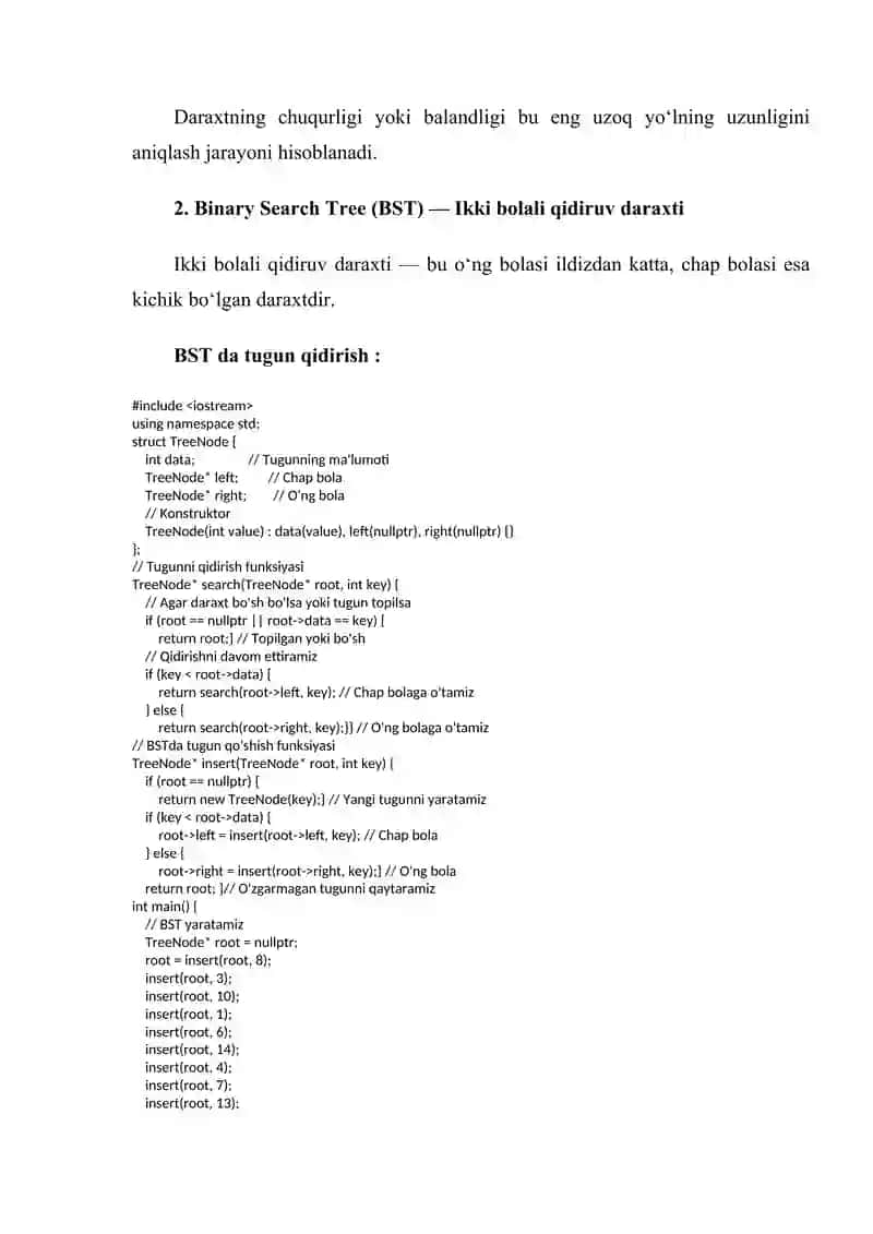 Daraxtsimon ma'lumotlar tuzilmalari va algoritmlar 3
