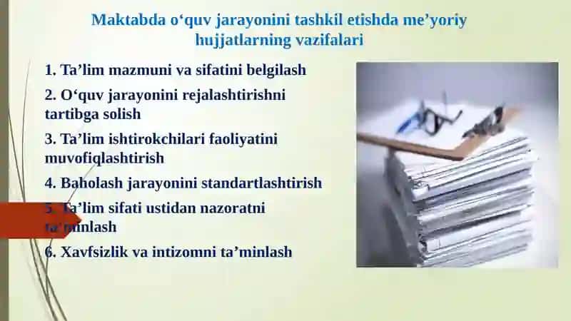 Maktabdao'quvjarayonini tashkiletishdame'yoriy hujjatlari 3