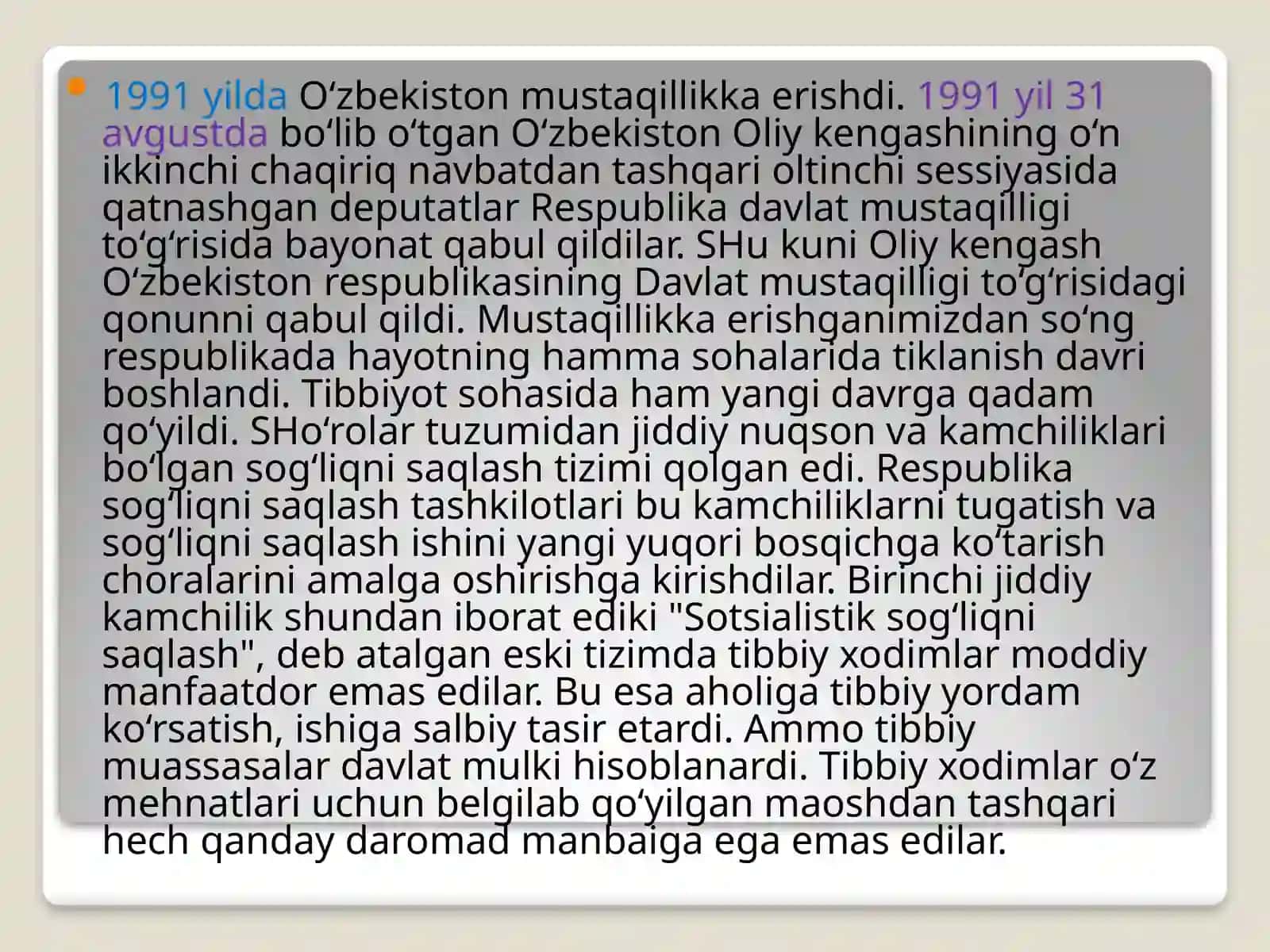 MUSTAQILLIK YILLARIDA SOG`LIQNI SAQLASH SOHASINING RIVOJLANISHI 3