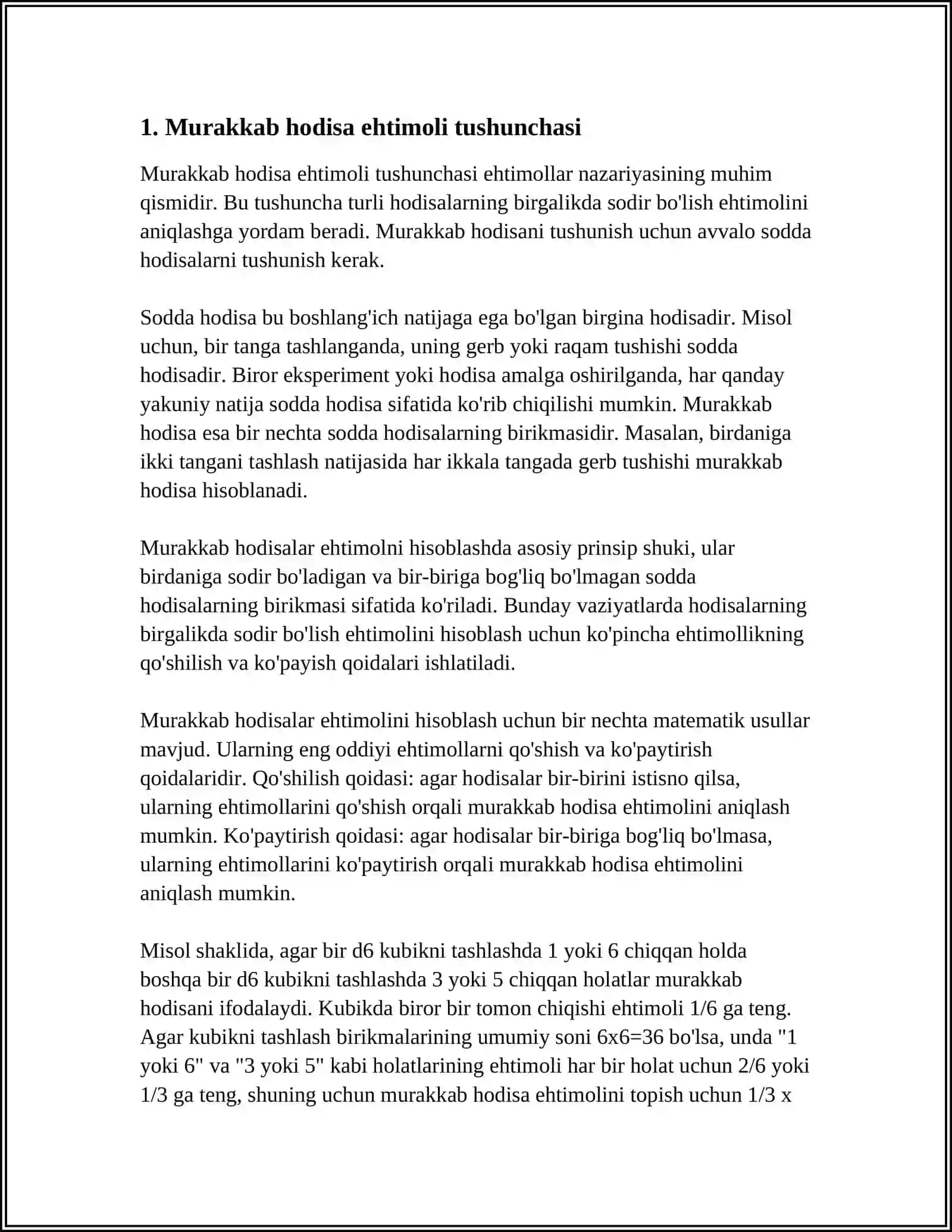 MURAKKAB HODISA EHTIMOLLIGINI HISOBLASH 3