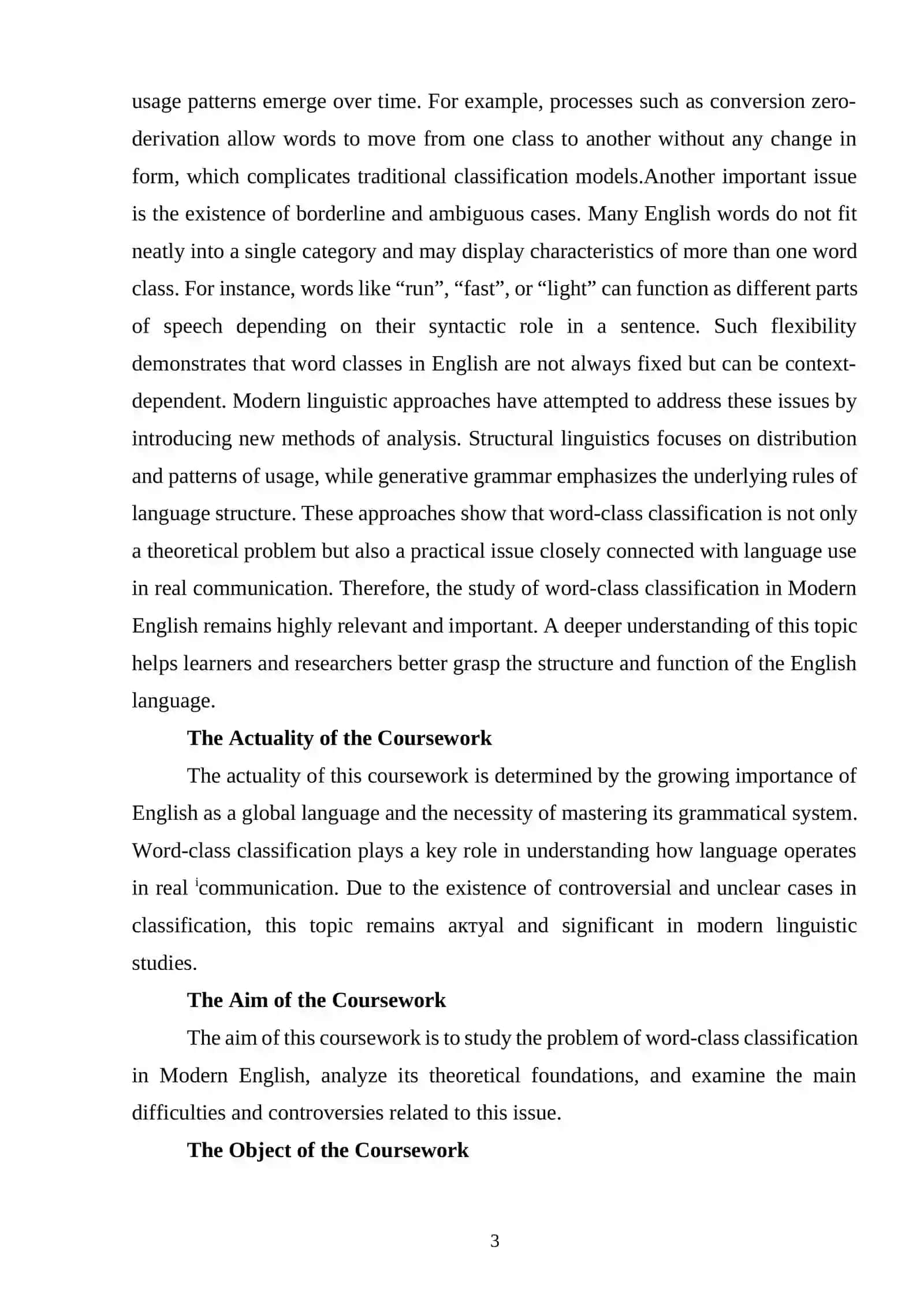 The Problem of Word-Class Classification in Modern English 3