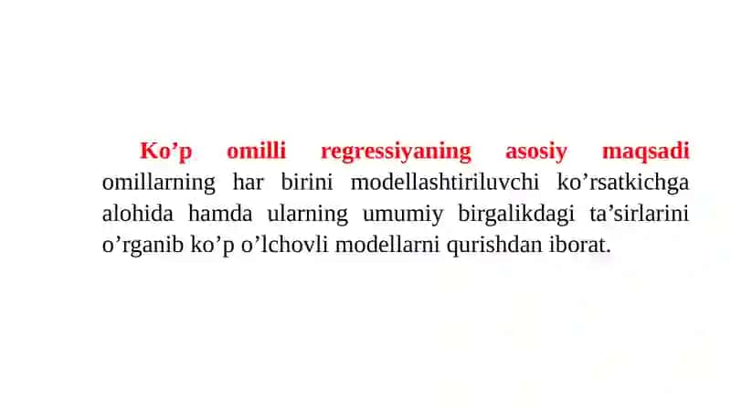 Ko’p omilli ekonometrik tahlil 3