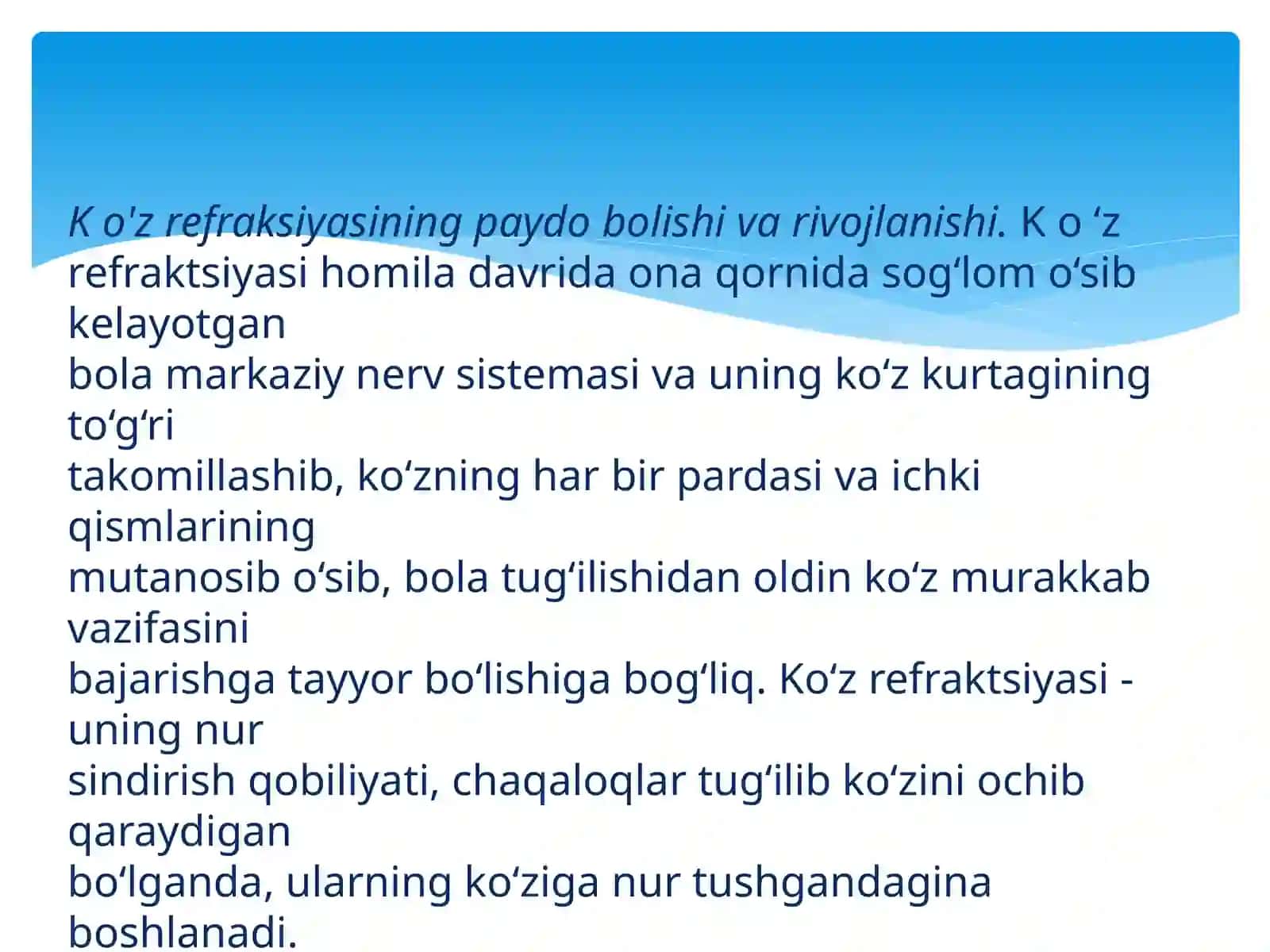 Bolalarda refraksiya jarohatini o'ziga hosil qilish 3