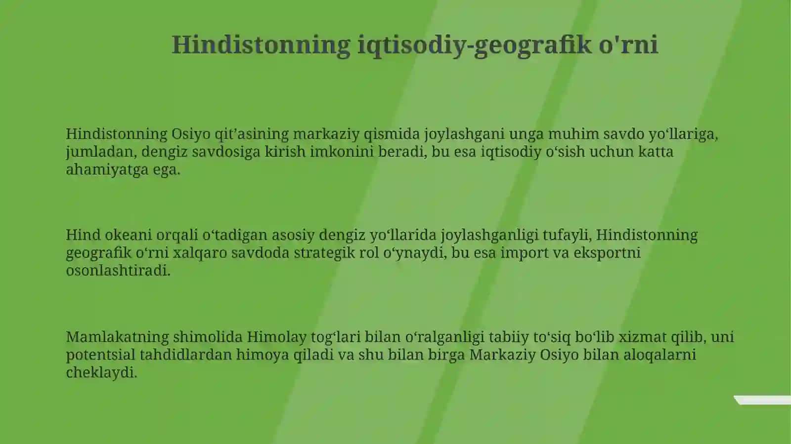 Hindiston Iqtisodiy-geografik o‘rni, tabiiy resurslari, aholisi va xo‘jaligi 3