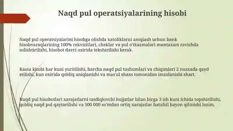 Qassa operatsiyalarini hisobga olish 3
