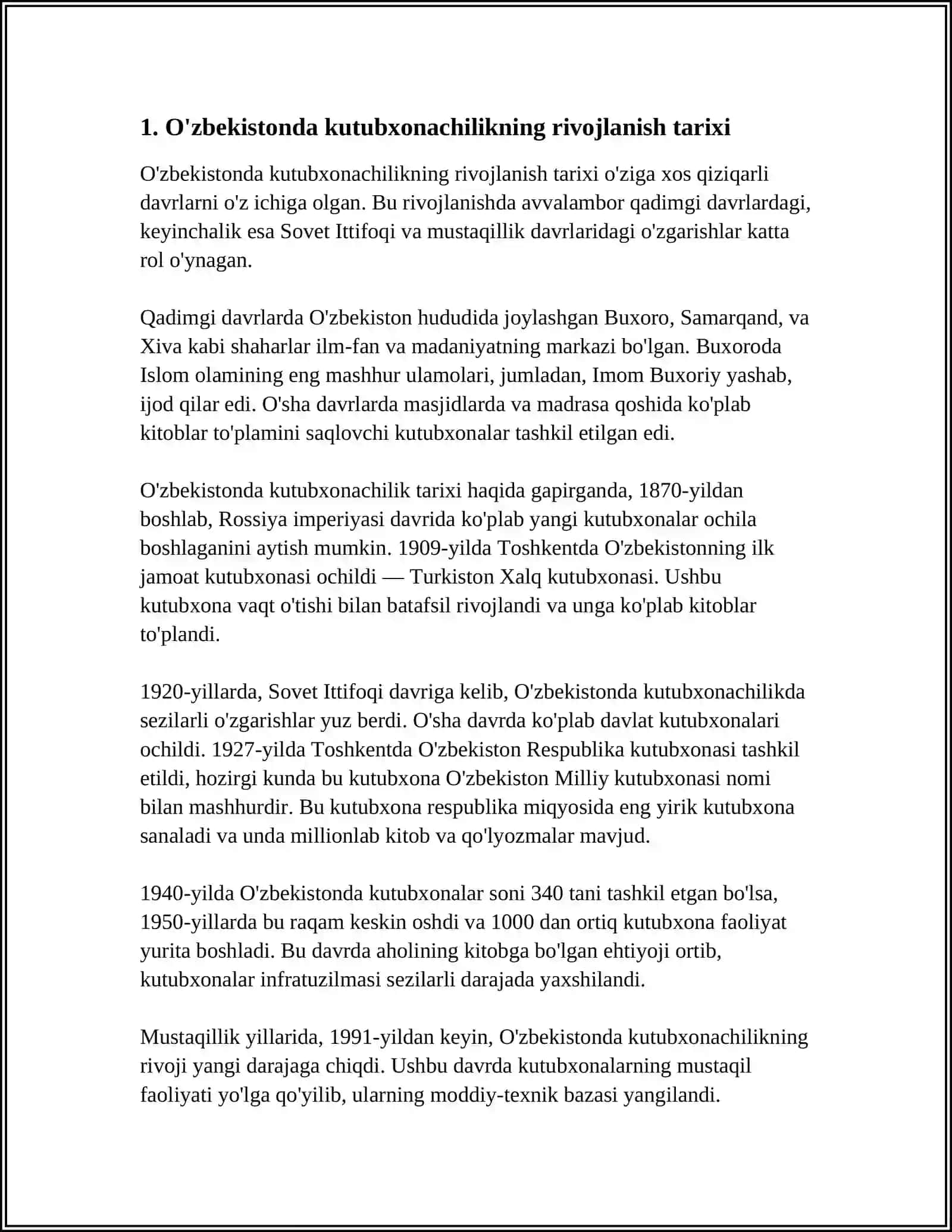 Oʻzbekistonda Kutubxonachilikning Rivojlanish Tarixi 3