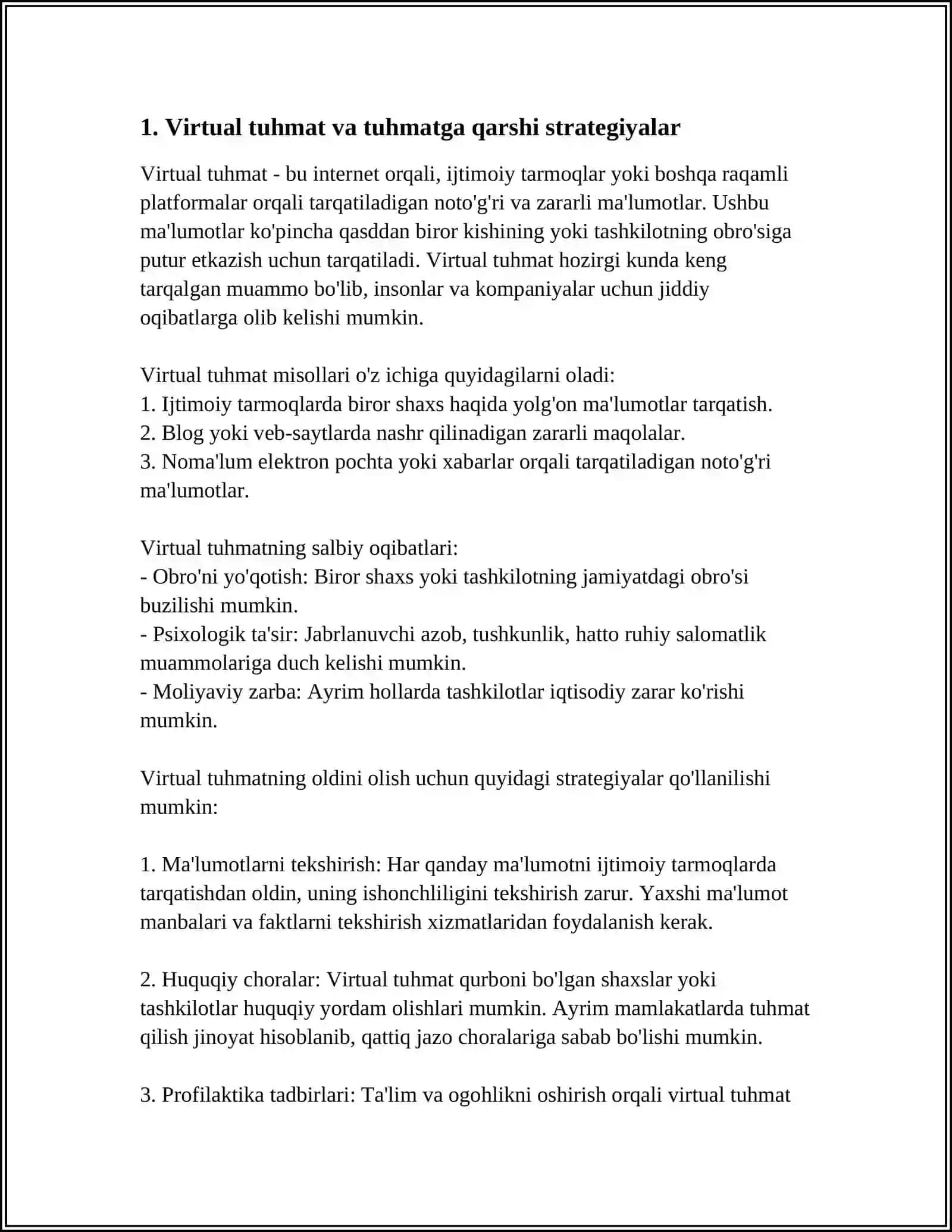 Virtual Tuhmat va Tuhmatga Qarshi Kurashish 3