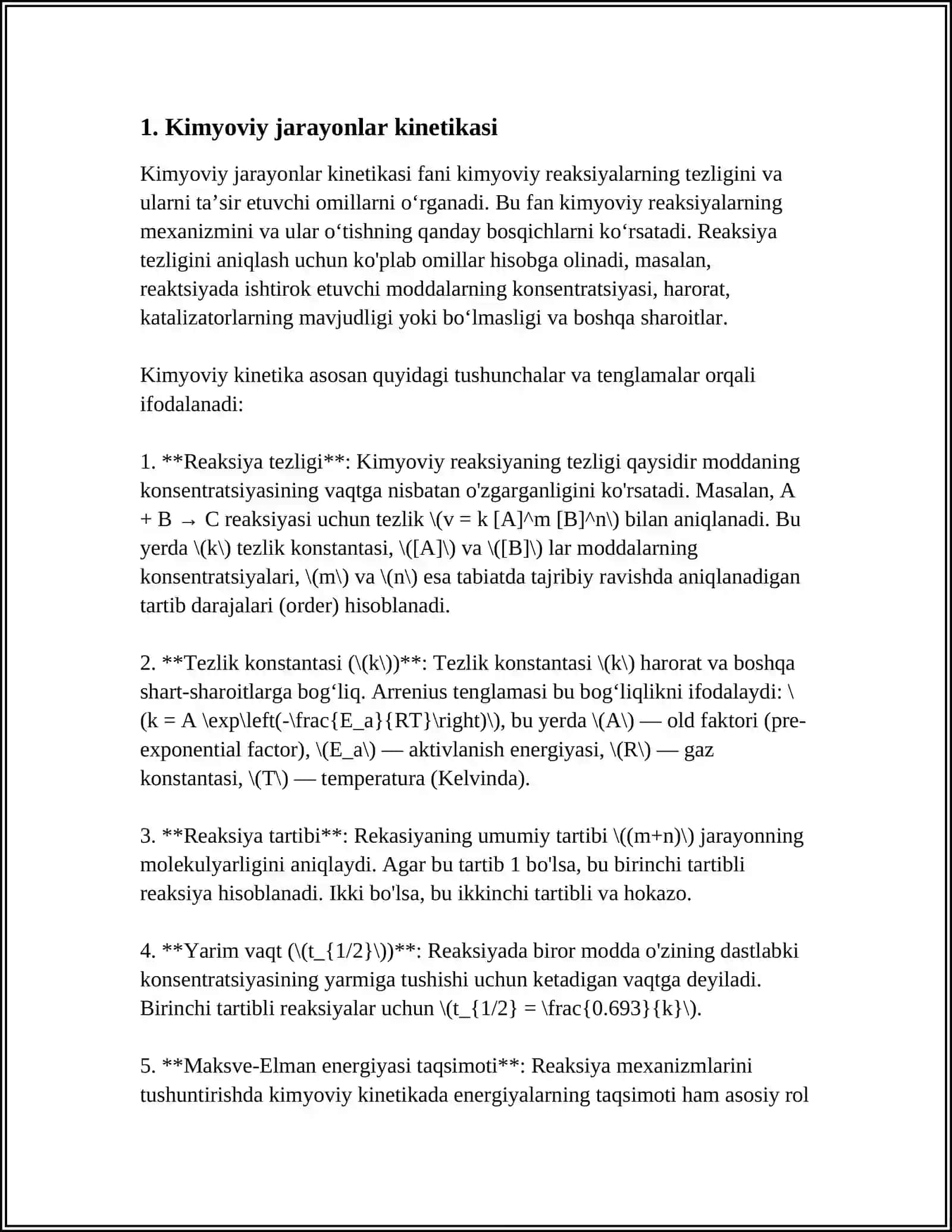 KIMYOVIY REAKTORLAR DIZAYNINI OPTIMALLASHTIRISH 3