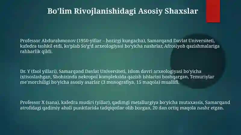 Samarqand Davlat Universiteti Arxeologıya Kafedrası 3