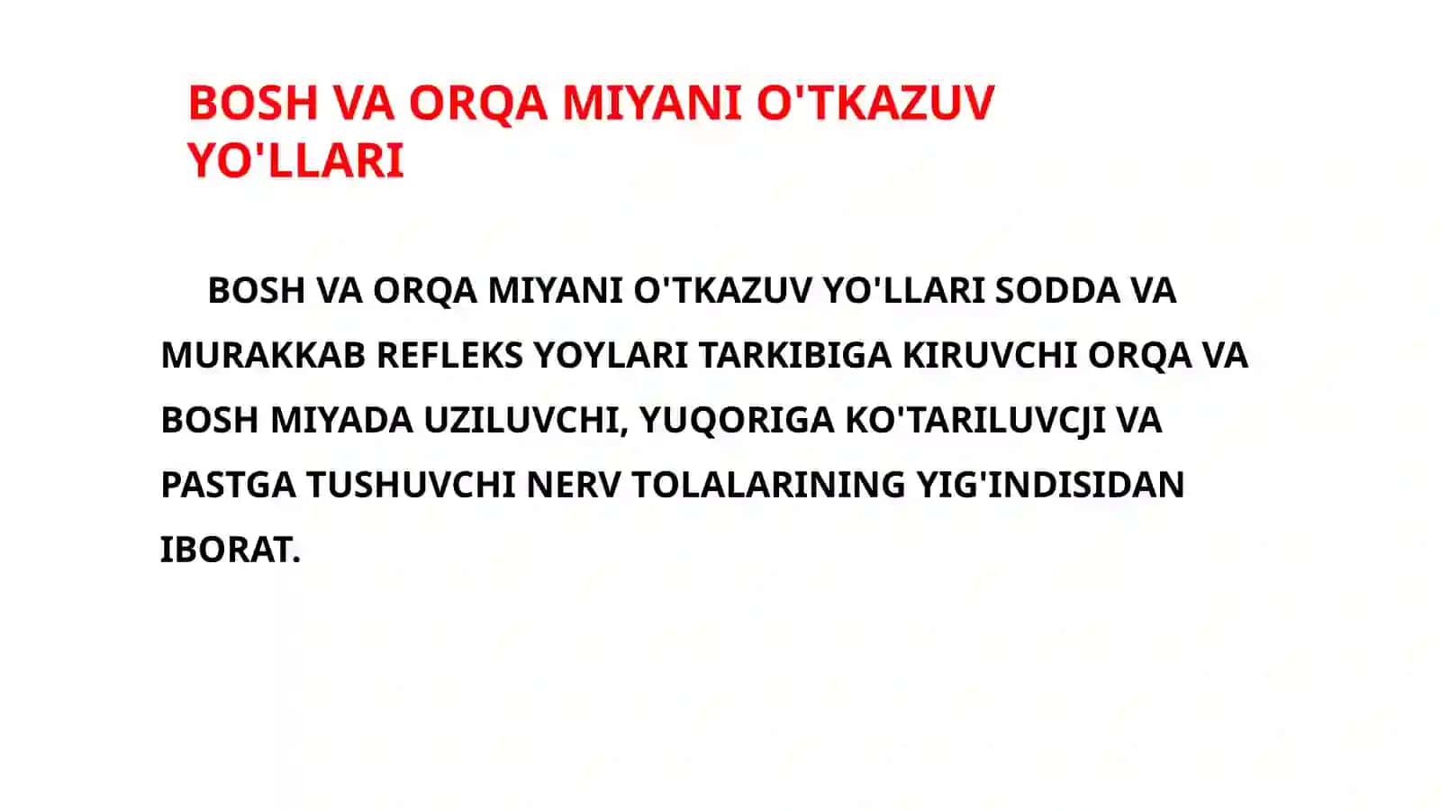 BOSH VA ORQA MIYA O'TKAZUV YO'LLARI 3
