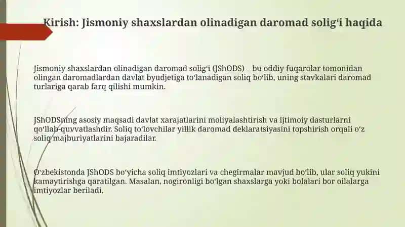 Jismoniy shahslardan olinadigan daromad soligi: jami daromad va uning tarkibi 3