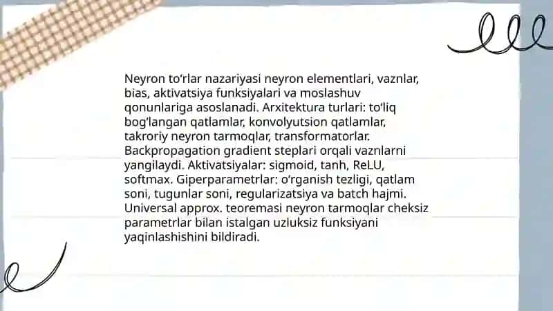 Neyron toʻrlar 3